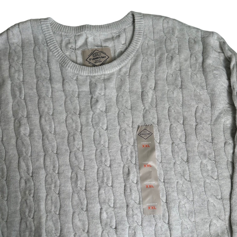 St Johns Bay‎ Mens XXL Crewneck Cable Knit Sweater Coastal Classic Soft